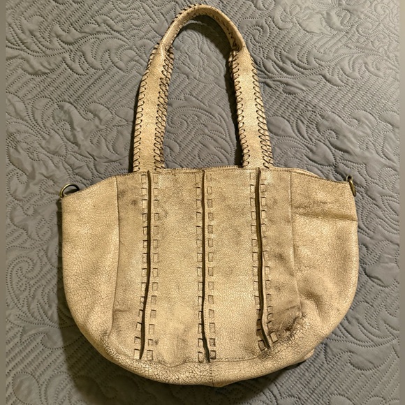 latico Handbags - Latico, Cream Color Crackly Distressed Leather Purse/Small Tote in great cond.